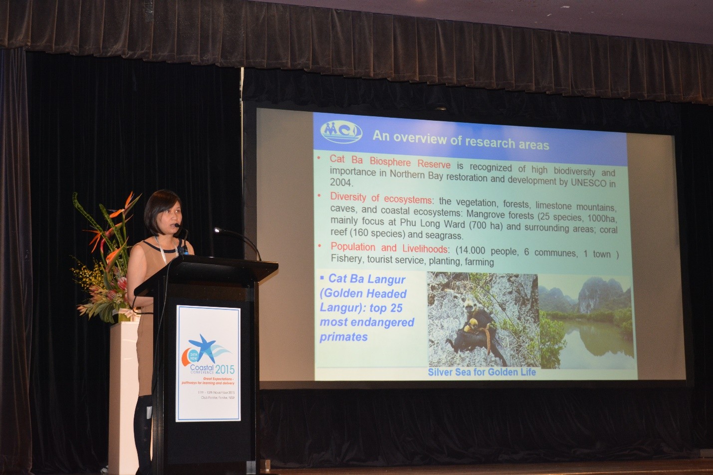 Mrs. Than Thi Hien, MA, Deputy Director of MCD, has presented at a conference.